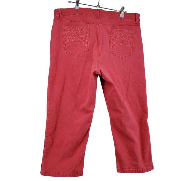 Gloria Vanderbilt Jordyn Jeans Women's Straight Leg 5-Pocket Capris Pink 14 - Picture 9 of 11